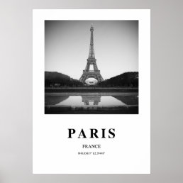 Paris France Coordinates Eiffel Tower  Poster