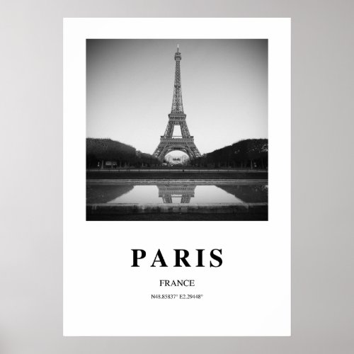 Paris France Coordinates Eiffel Tower  Poster