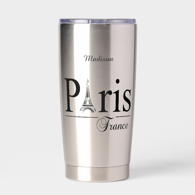 Paris France custom name Insulated Tumbler (Back)