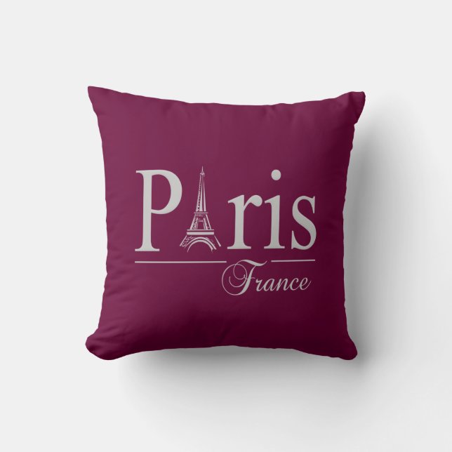 Paris France custom throw pillow - choose color (Front)