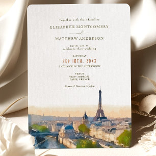 Paris France Destination Wedding Watercolor Invitation
