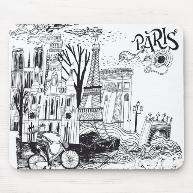 Paris France Doodle Mouse Pad (Front)