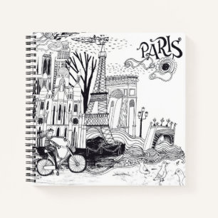Paris France Doodle Notebook