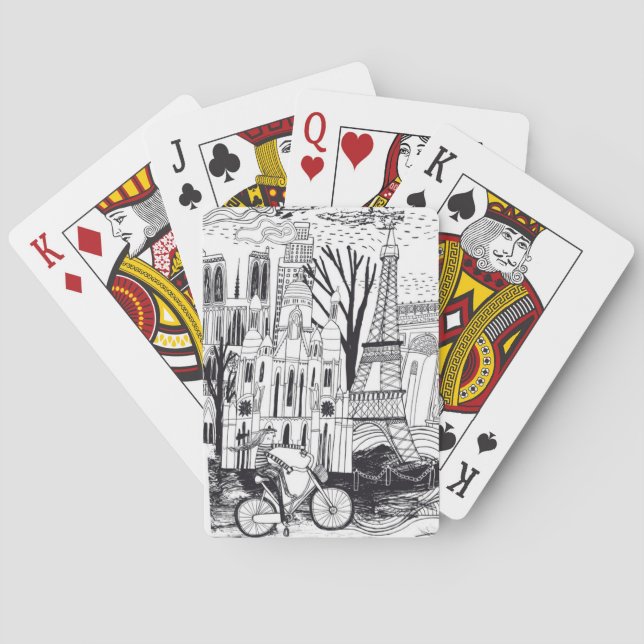 Paris France Doodle Poker Cards (Back)