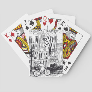 Paris France Doodle Poker Cards