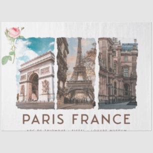 PARIS, France. Eiffel, Louvre, Arc de Triomphe Tissue Paper