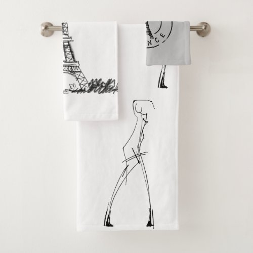 Paris France Eiffel Towel White and Grey