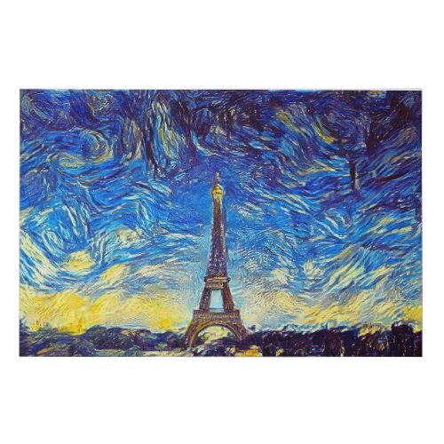 Paris France Eiffel Tower A Parisian Starry Night  Faux Canvas Print