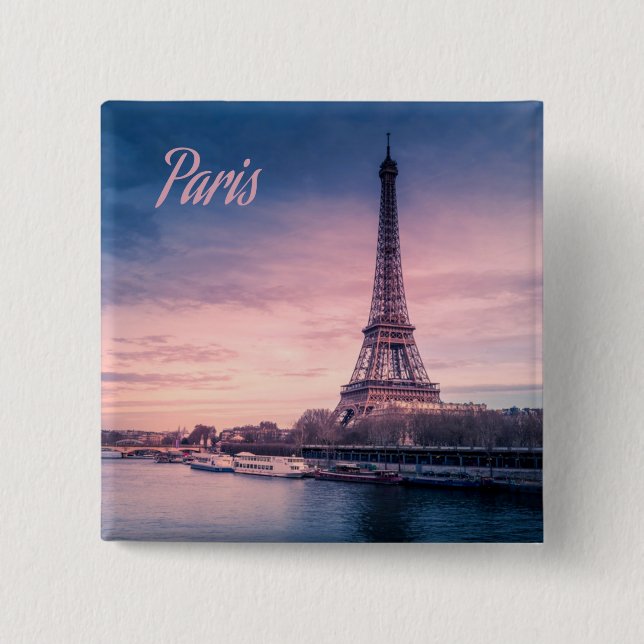 Paris France eiffel tower Button (Front)