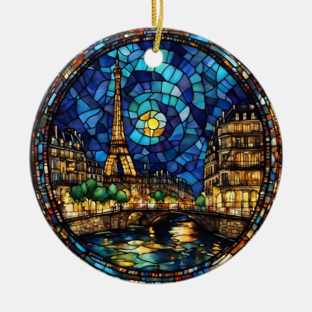 Paris France Eiffel Tower  Ceramic Ornament (Front)