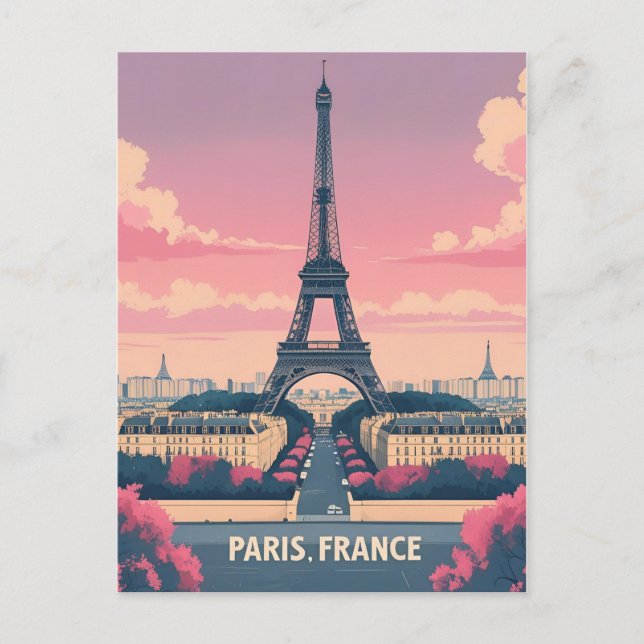 Paris France Eiffel Tower_ City Skyline Holiday Postcard (Front)