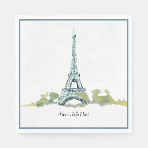 Paris France Eiffel Tower Color Sketch Paris Life Napkins