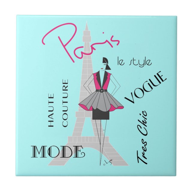 Paris, France Eiffel Tower Fashion Ceramic Tile (Front)