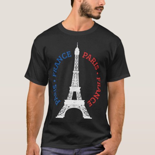 Paris France Eiffel Tower French Flag Souvenir Gif T_Shirt