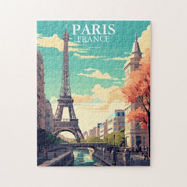 Paris, France Eiffel Tower Illustration Jigsaw Puzzle (Vertical)
