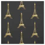 Paris France Eiffel Tower in Gold Tone on Black Fabric