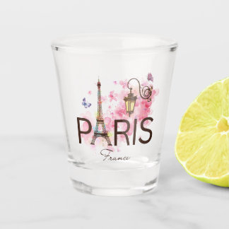 Paris France Eiffel Tower & Lamp Shot Glass