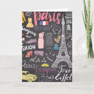 Paris France Eiffel Tower Letterpress Thank You Card