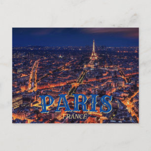 Paris France - Eiffel Tower Night Postcard