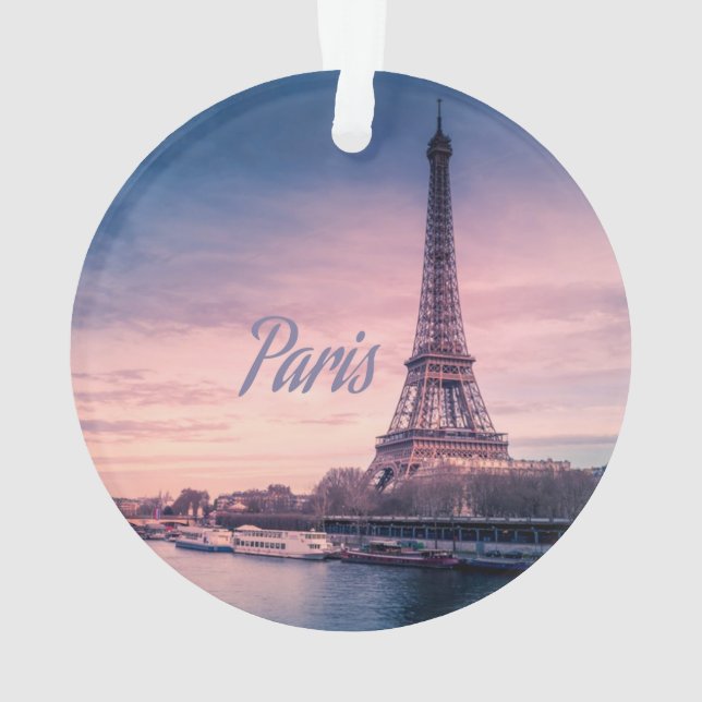 Paris France eiffel tower Ornament (Back)