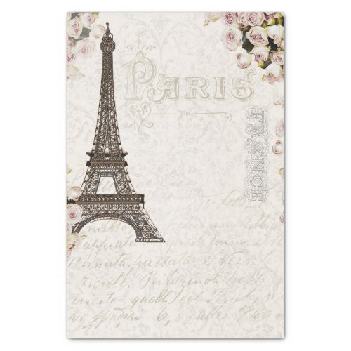 Paris France Eiffel Tower Pink Roses Chic Glamour Tissue Paper