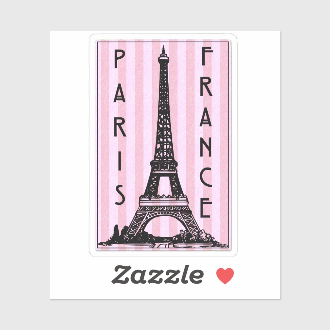 Paris France Eiffel Tower Retro French Travel Sticker | Zazzle