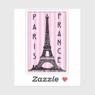 Paris France Eiffel Tower Retro French Travel Sticker