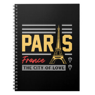 Paris France Eiffel Tower Retro Travel Typography  Notebook