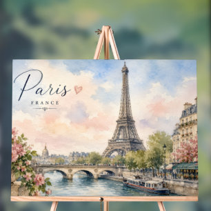 Paris France Eiffel Tower river seine Acrylic Sign