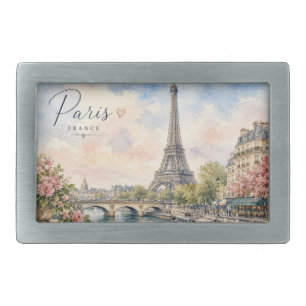 Paris France Eiffel Tower river seine Belt Buckle