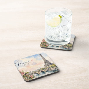 Paris France Eiffel Tower river seine Beverage Coaster