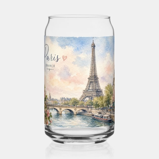 Paris France Eiffel Tower river seine  Can Glass (Front)