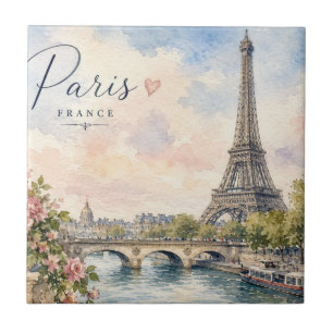 Paris France Eiffel Tower river seine Ceramic Tile