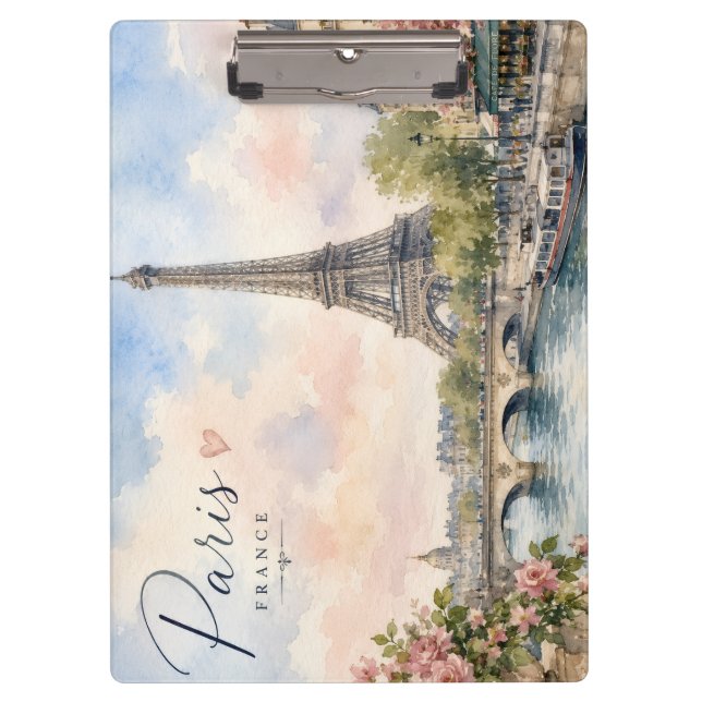 Paris France Eiffel Tower river seine  Clipboard (Front)