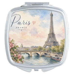 Paris France Eiffel Tower river seine Compact Mirror