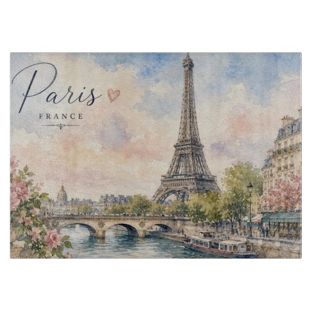 Paris France Eiffel Tower river seine  Cutting Board (Front)