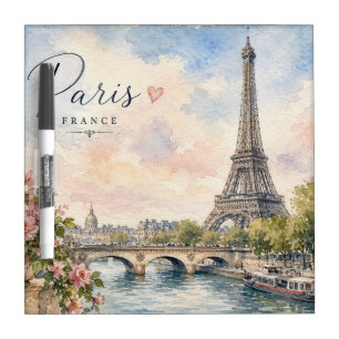 Paris France Eiffel Tower river seine Dry Erase Board