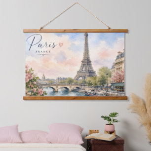 Paris France Eiffel Tower river seine Hanging Tapestry