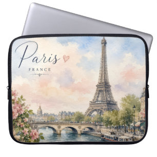 Paris France Eiffel Tower river seine Laptop Sleeve
