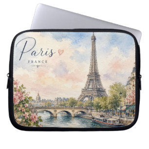 Paris France Eiffel Tower river seine Laptop Sleeve