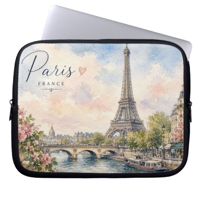 Paris France Eiffel Tower river seine  Laptop Sleeve (Front)