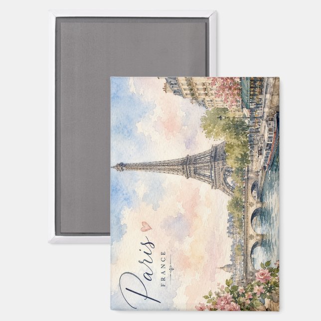 Paris France Eiffel Tower river seine  Magnet (Front/Back)