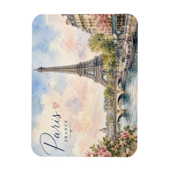 Paris France Eiffel Tower river seine  Magnet (Vertical)