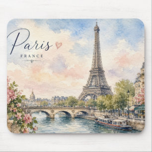 Paris France Eiffel Tower river seine Mouse Pad
