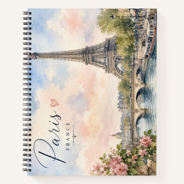 Paris France Eiffel Tower river seine  Notebook (Front)