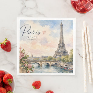Paris France Eiffel Tower river seine Paper Dinner Napkins