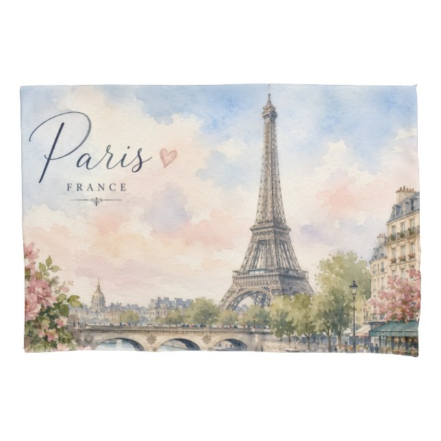 Paris France Eiffel Tower river seine  Pillow Case (Front)