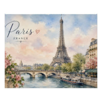 Paris France Eiffel Tower river seine