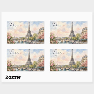 Paris France Eiffel Tower river seine  Rectangular Sticker