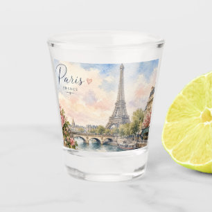 Paris France Eiffel Tower river seine  Shot Glass